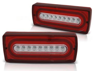 LED Lightbar Rückleuchten für Mercedes G-Klasse W463 90-12 Rot/Chrom